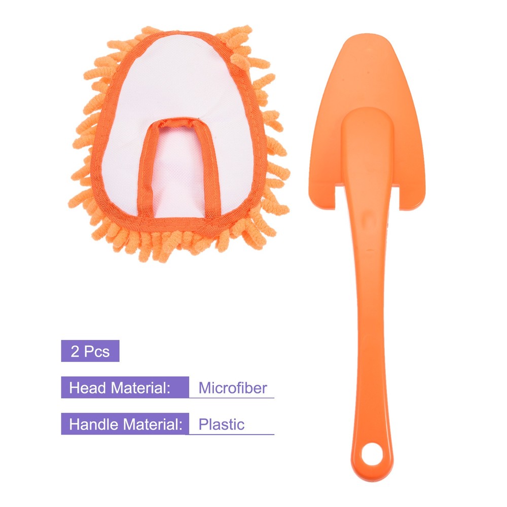 2Pcs Microfiber Chenille Duster Washable Cleaning Brush Dusting Tool Orange