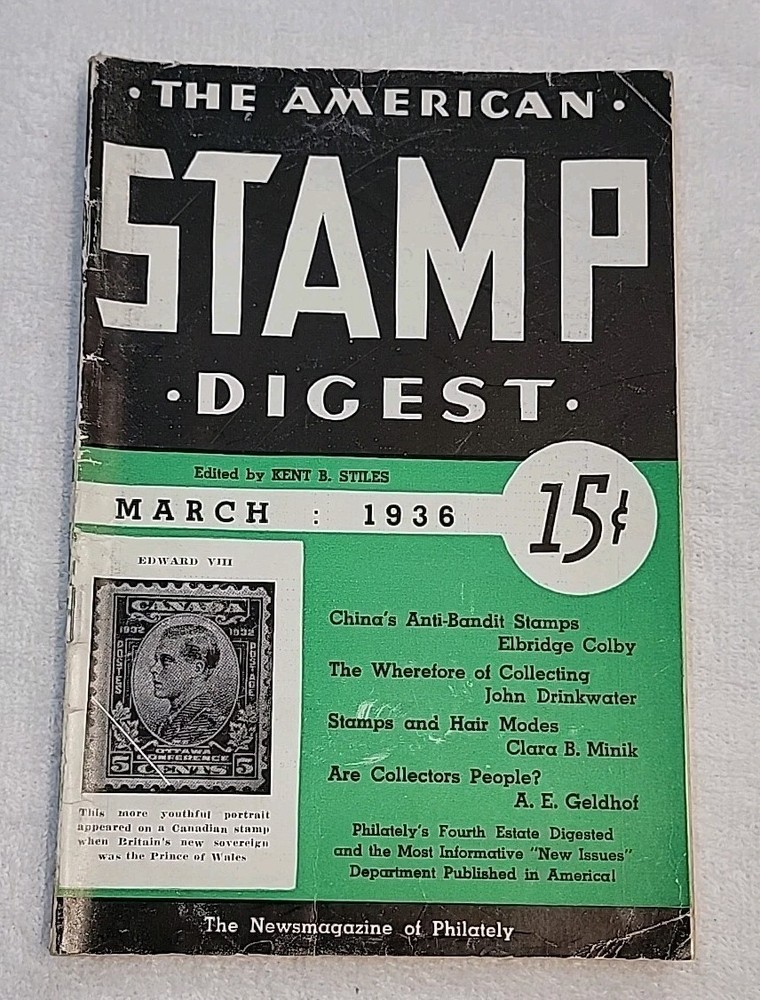 1936 The American Stamp Digest vintage magazine MARCH collecting 15 cents Used