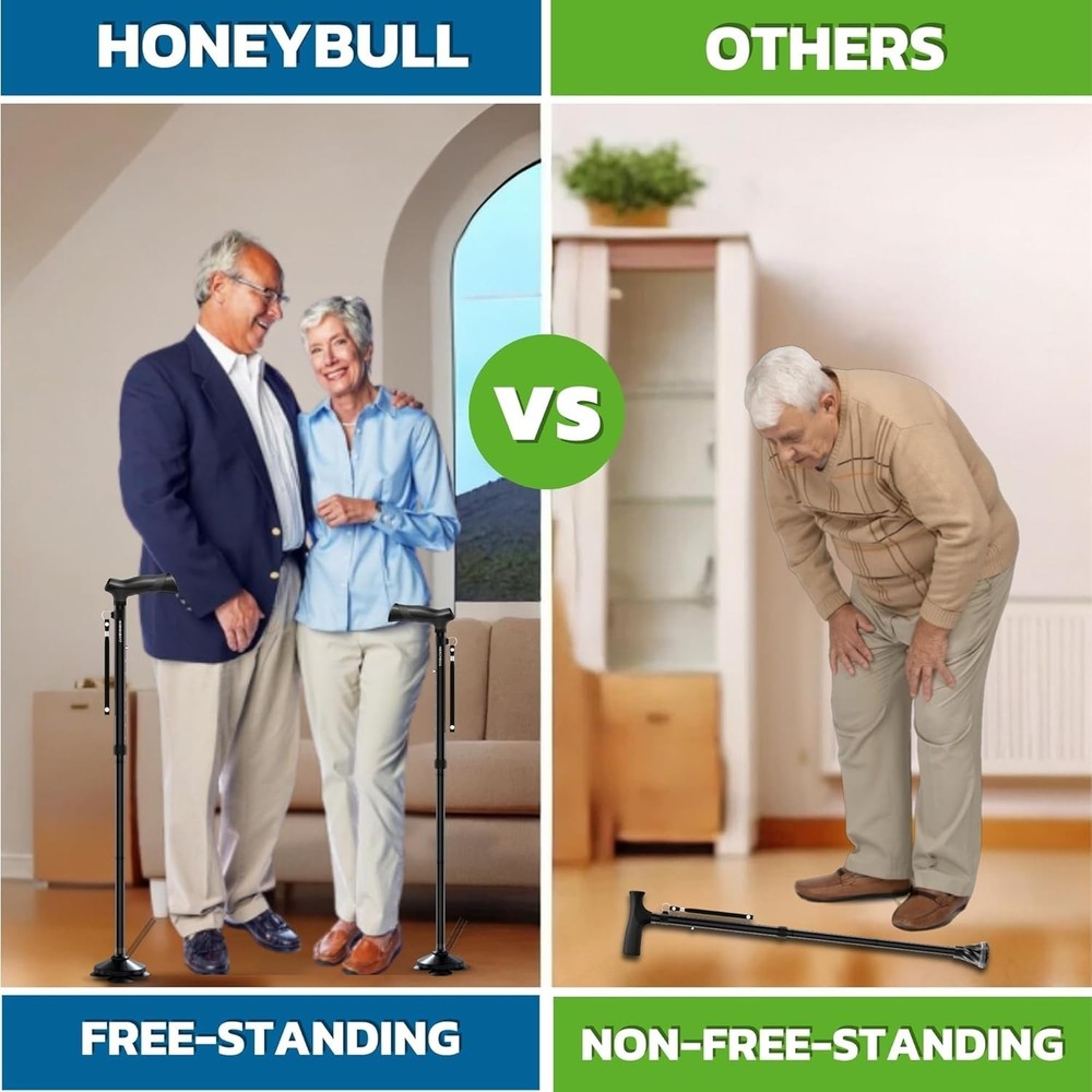 Adjustable Height Walking Cane - Supportive, Lightweight, and Easy to Store