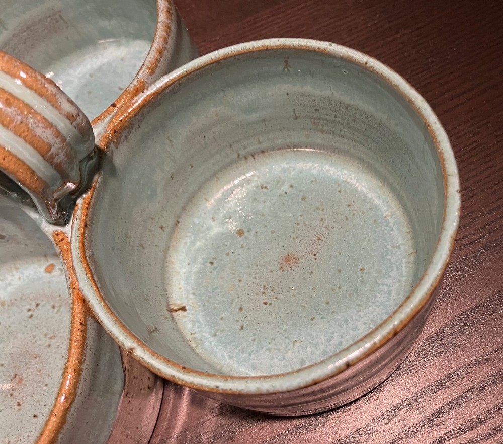 Studio Pottery Condiment Snack Dish Tray with Handle