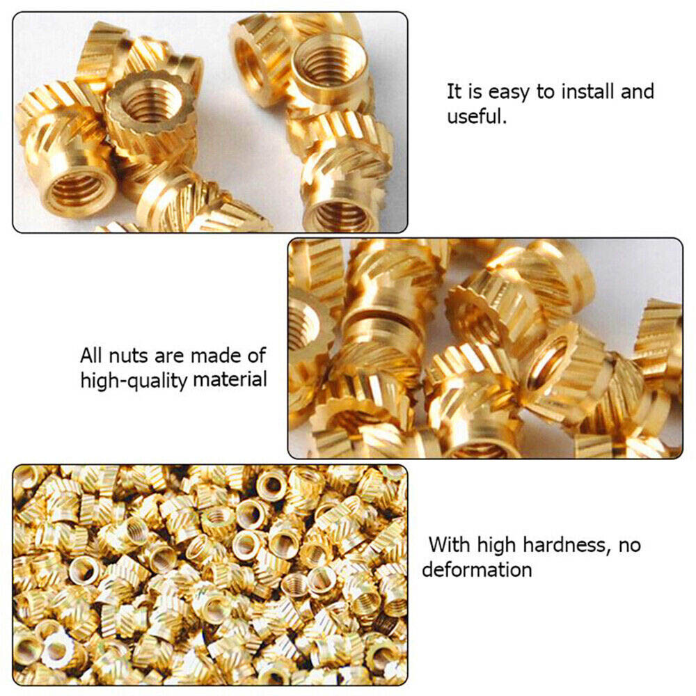 200-1000Pc M3 Thread Knurled Brass Threaded Heat Resistant Insert Embedment Nuts