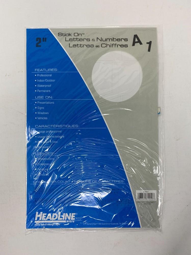 Headline Self Stick 2" WHITE Letters And Numbers Permanent Adhesive