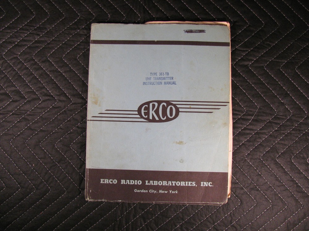Genuine Erco Radio Laboratories Type 361-TB UHF Transmitter Instruction Manual
