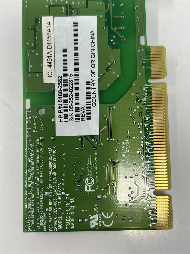 HP Pavilion PC Modem P/N 5188-2582 Agere Systems|BK779 Computer PC CPU Works