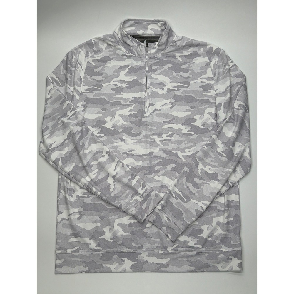 Johnnie-O Mens Grey Camo Performance Quarter Zip Pullover Size M Golf Activewear