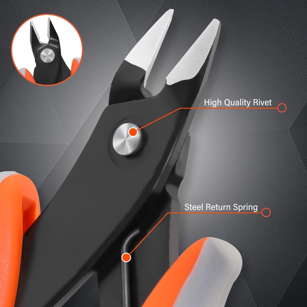 ValueMax Flush Wire Cutters, 3 Pack 5 Inch Precision Micro Black, Orange