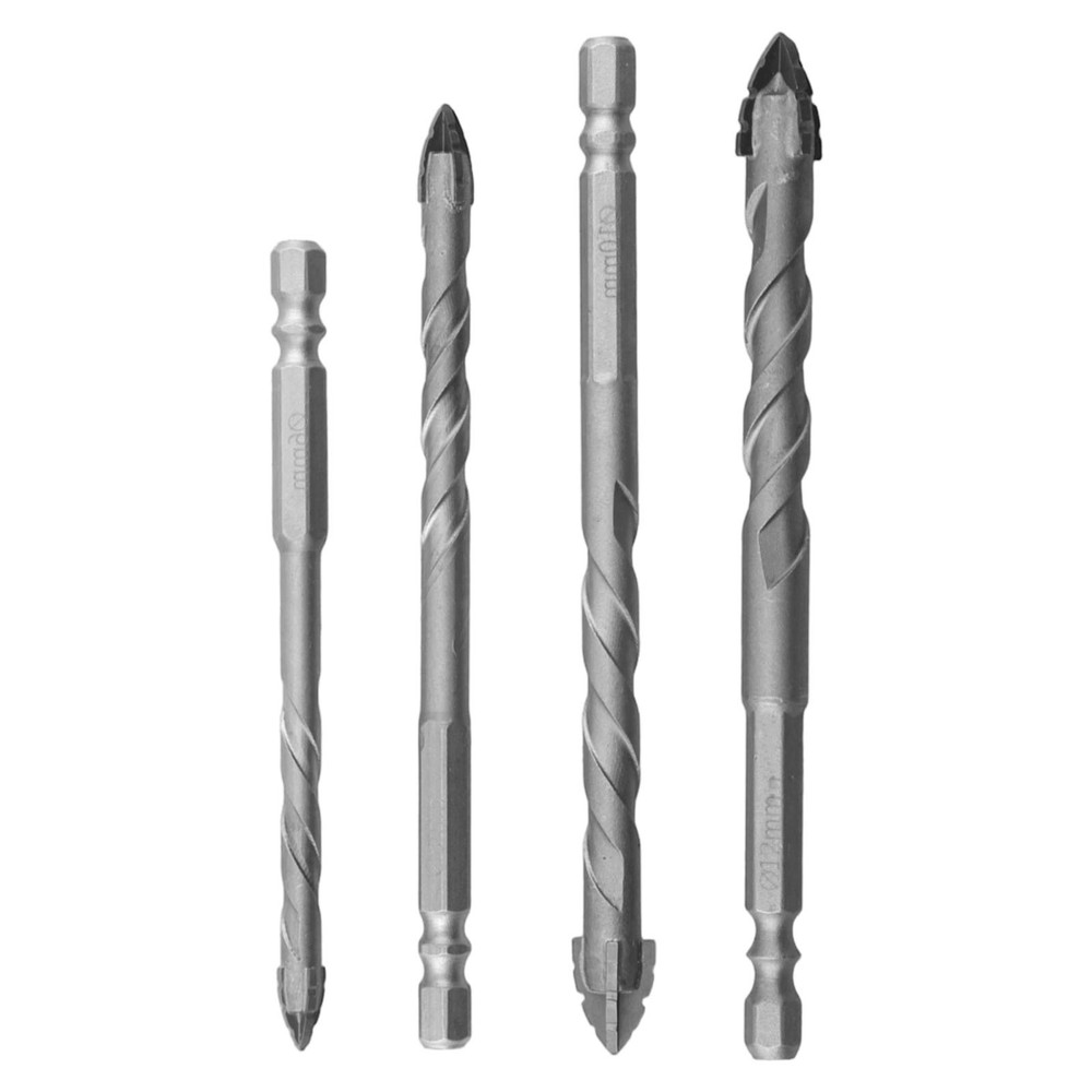 4pcs Four-Flute Eccentric Drill Drilling Glass Tile Punching Triangle Drill bit