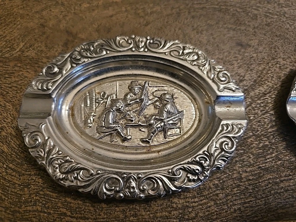 2 Small Vintage Silver Plated Ashtrays See All Pics And Description