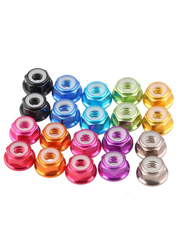 10pcs M2 M3 M4 M5 M6 M8 Nylon Insert Self-Lock Aluminum Nuts Hex Lock Nut