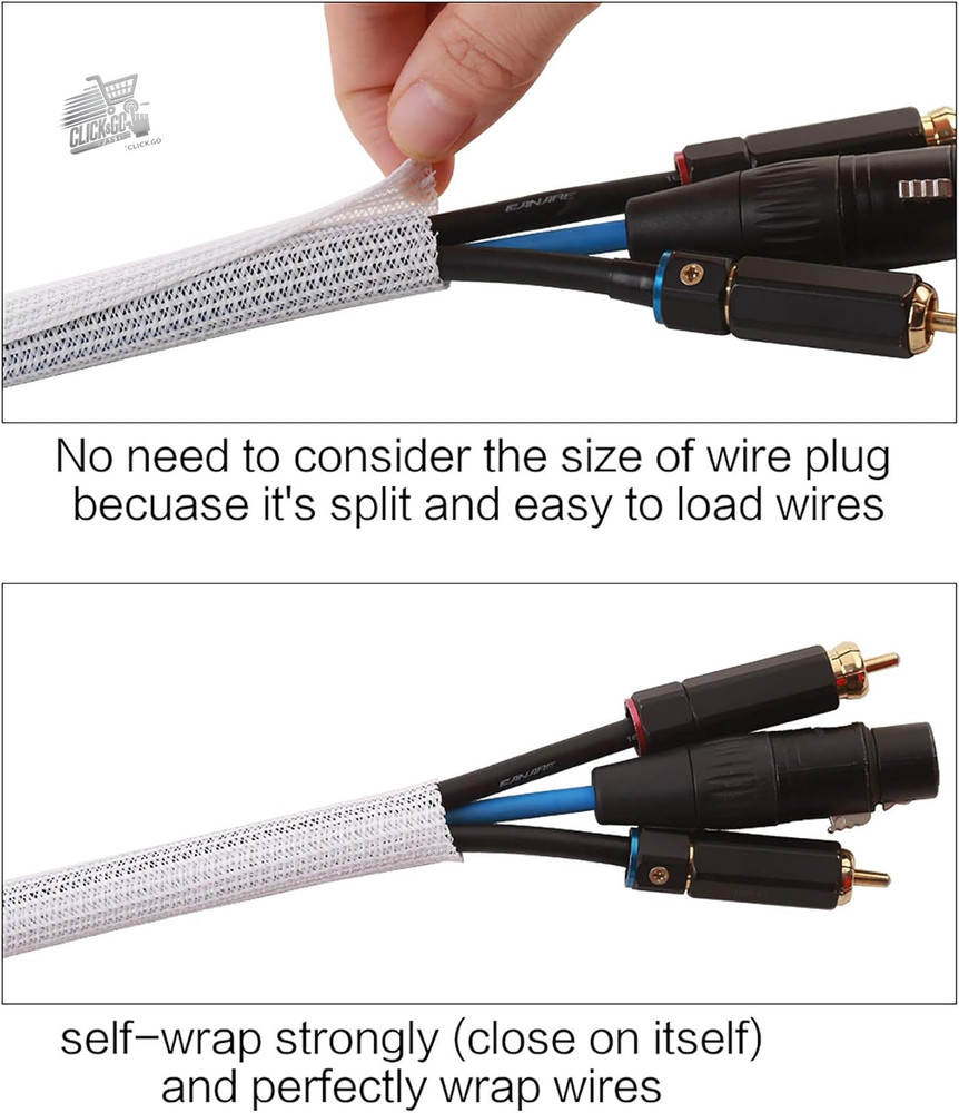 White Cable Sheath 25mm 7.7m Self Wrapping Cable Collector Hide Cable