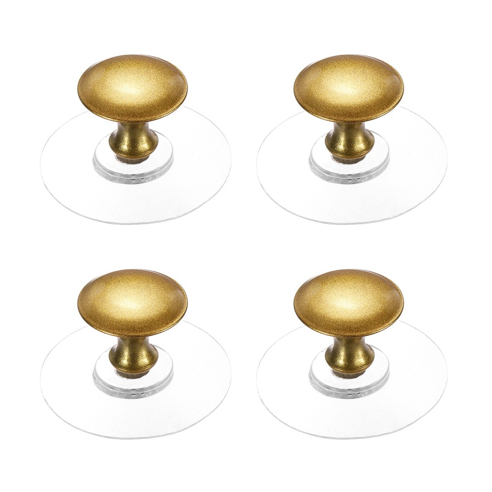 4 Pack Adhesive Cabinet Knobs, Round Stick on Drawer Knobs, Gold/Clear