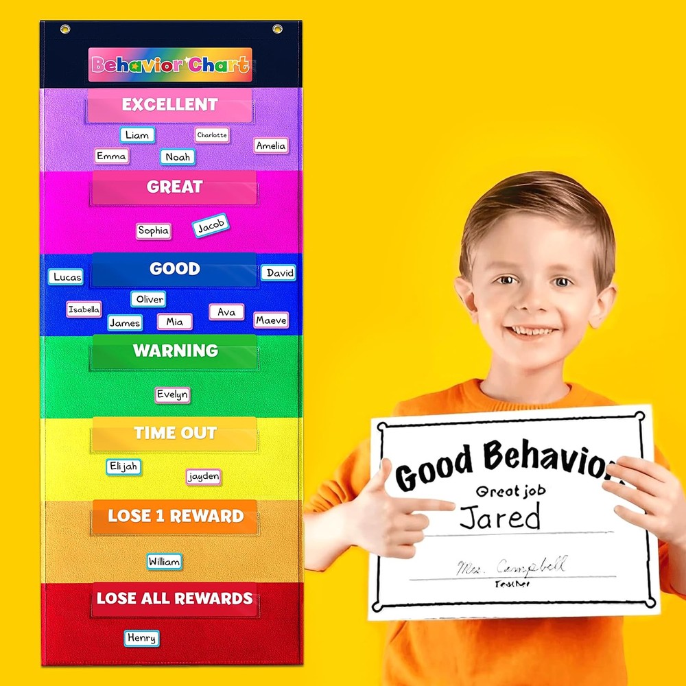 Behavior Chart for Classroom 46 ½" H x 17¼" W Student Behavior Incentive Pock...