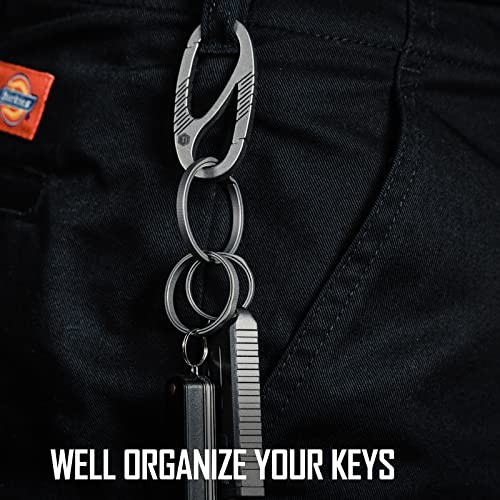 Key Ring for Keychain, Titanium Split Ring 22/27/33mm Side Pushing 1l+1m+1s