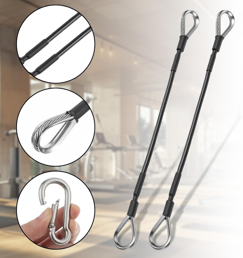 2 pcs 10" Gym Extension Cables, Rope Attachment for Cable Machine LAT Pulldown.
