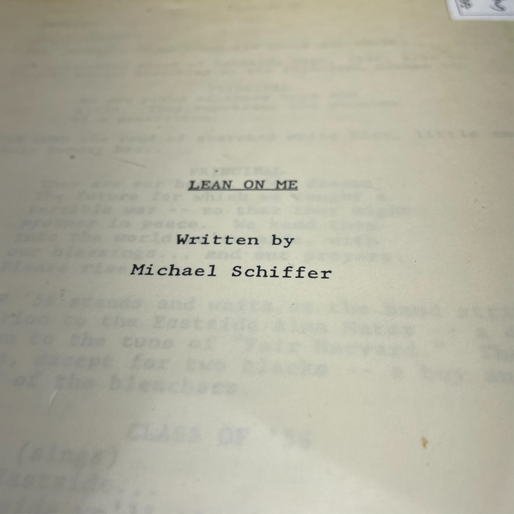 Lean On Me Screenplay Warner Bros 1988 Fifth Revised Draft Michael Schiffer