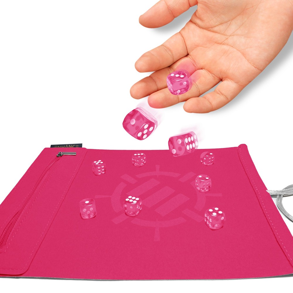 ENHANCE Roll on a Scroll™ Dice Rolling Mat & 12pc 6 Sided Dice Set