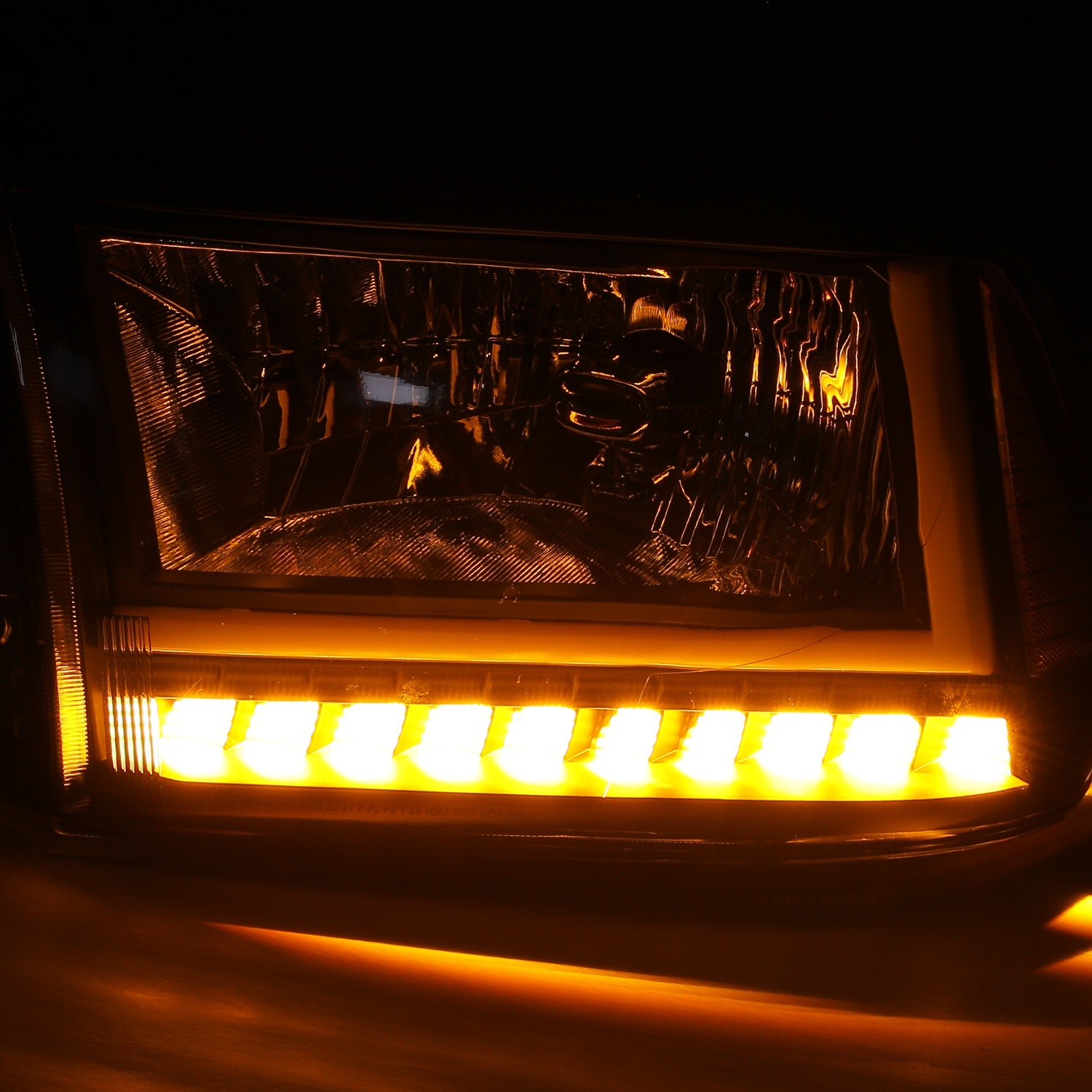 L+R Amber Corner OE Style Headlight [LED LIGHT BAR] for 09-18 Ram 1500 2500 3500