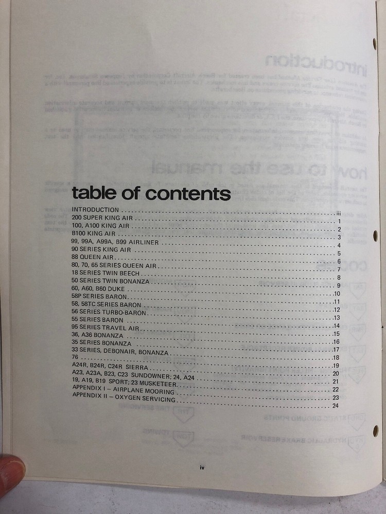 Beechcraft Aviation Line Service Manual 1977 Original