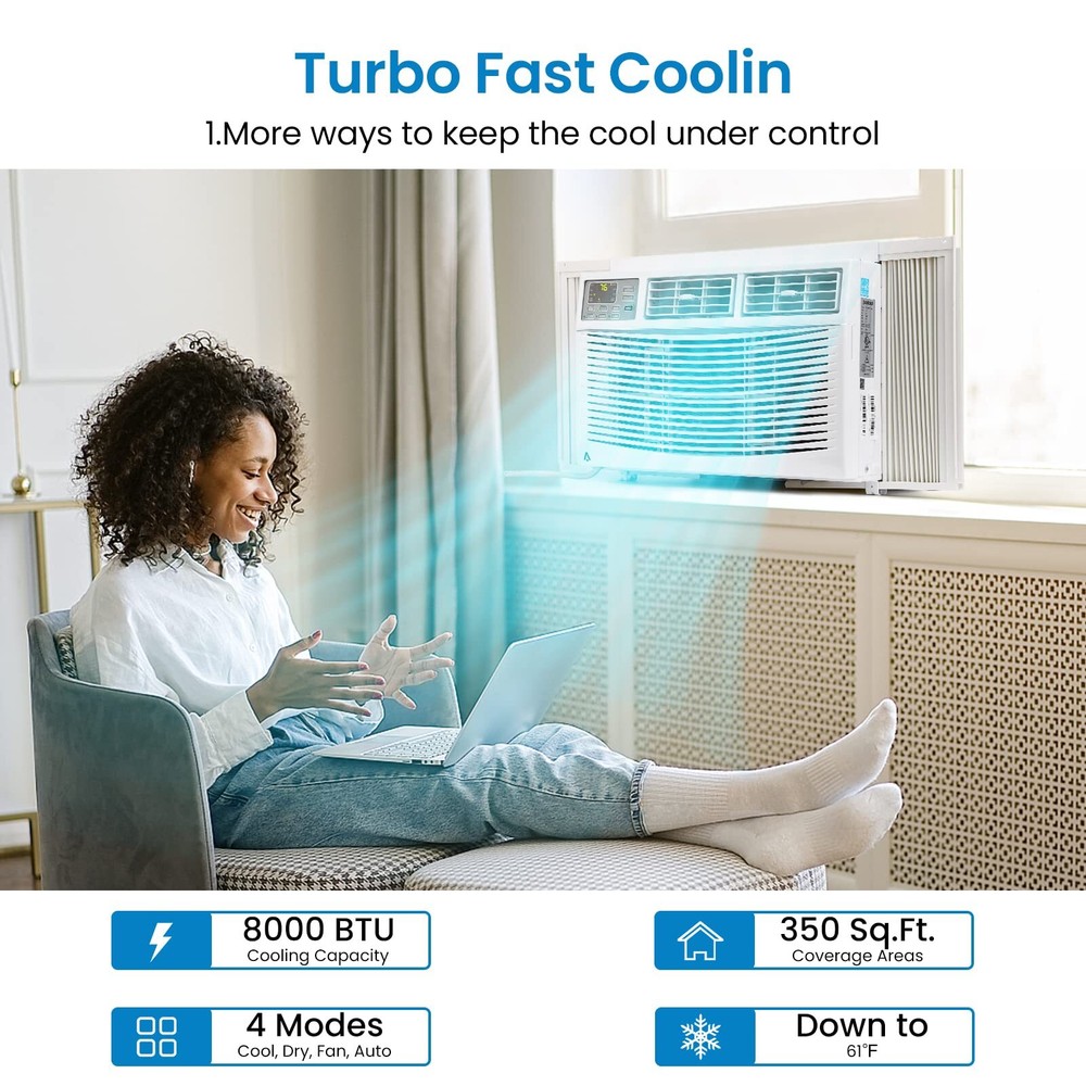 ✅8000 BTU Smart Window Air Conditioner Window AC Unit with WiFi Remote Control