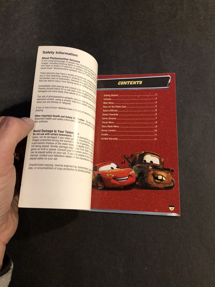 Cars Xbox Manual Only
