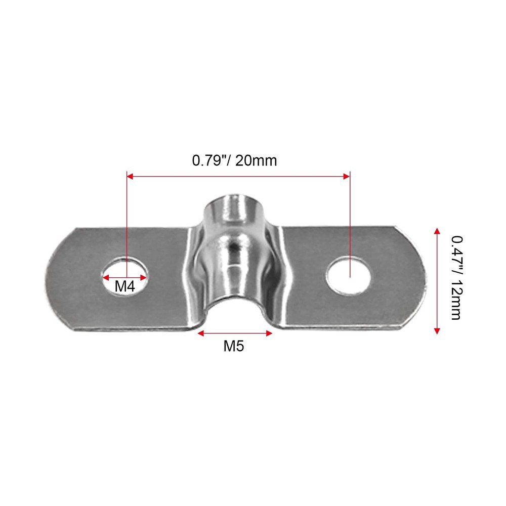 Hordion 50Pcs M5 Two Hole Strap U Bracket, Rigid Pipe M5, Silver