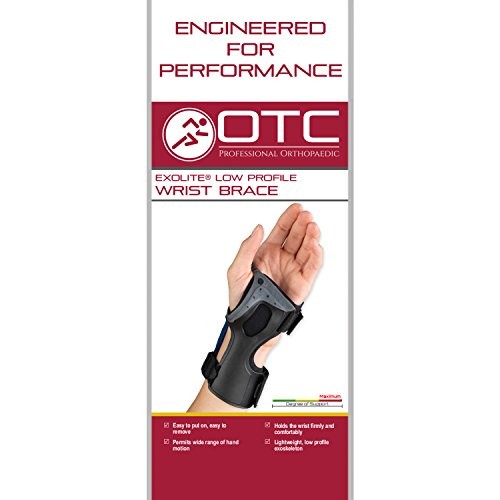 Wrist Brace, Molded Exoskeleton, Low-Profile, Exolite Medium Black (Left Hand)