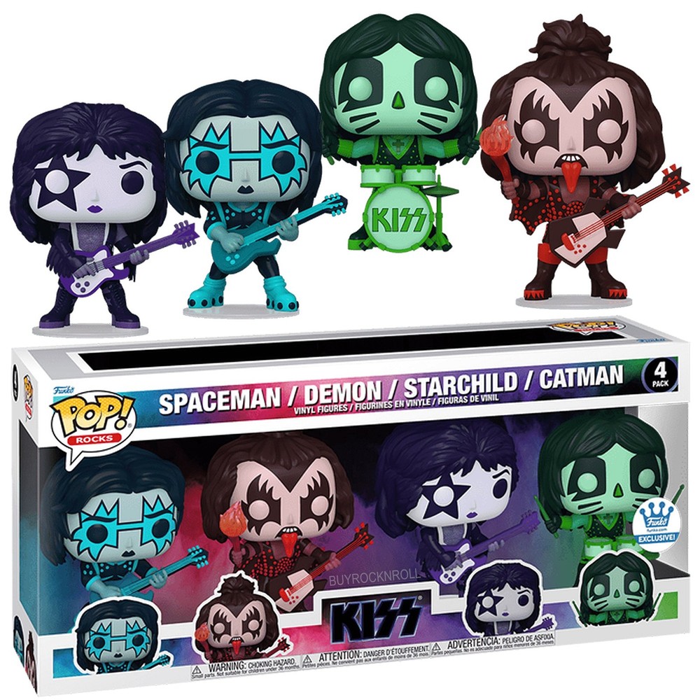 KISS NM/MT Collectible 2025 Funko Exclusive Pop Color Spotlight 4-Pack Figures