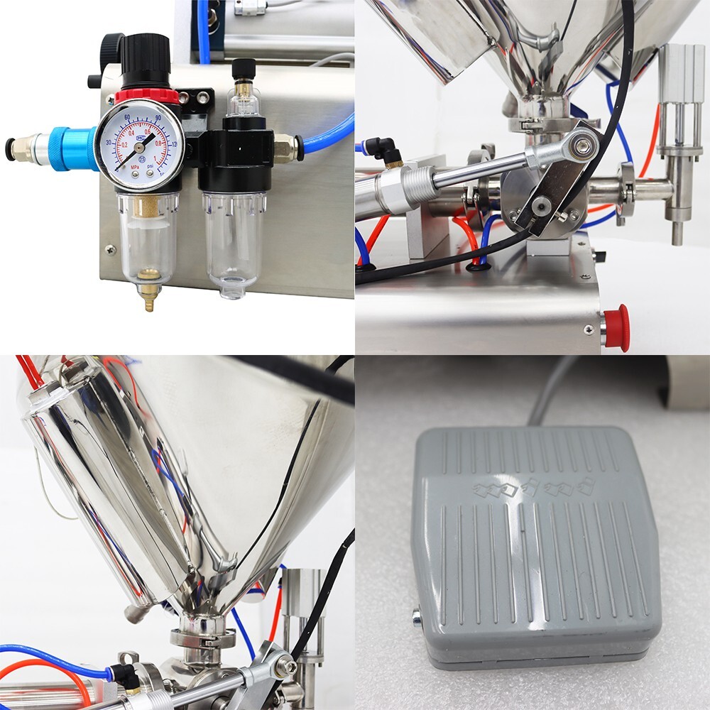 Paste Liquid Piston Filling Machine 1 Nozzle w/Mixing&Heating Hopper 100-1000ml