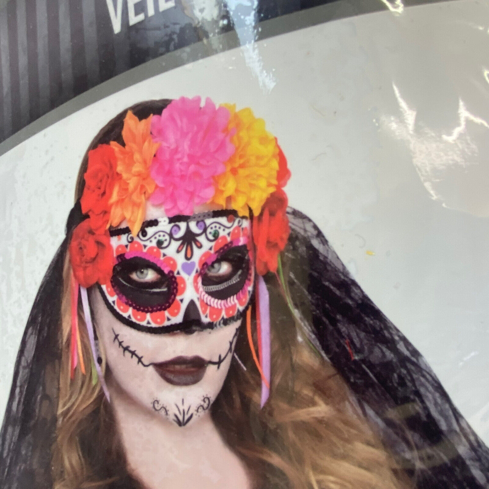 Day Of The Dead Floral Veil Halloween Cosplay Costume Accessory Dress Up