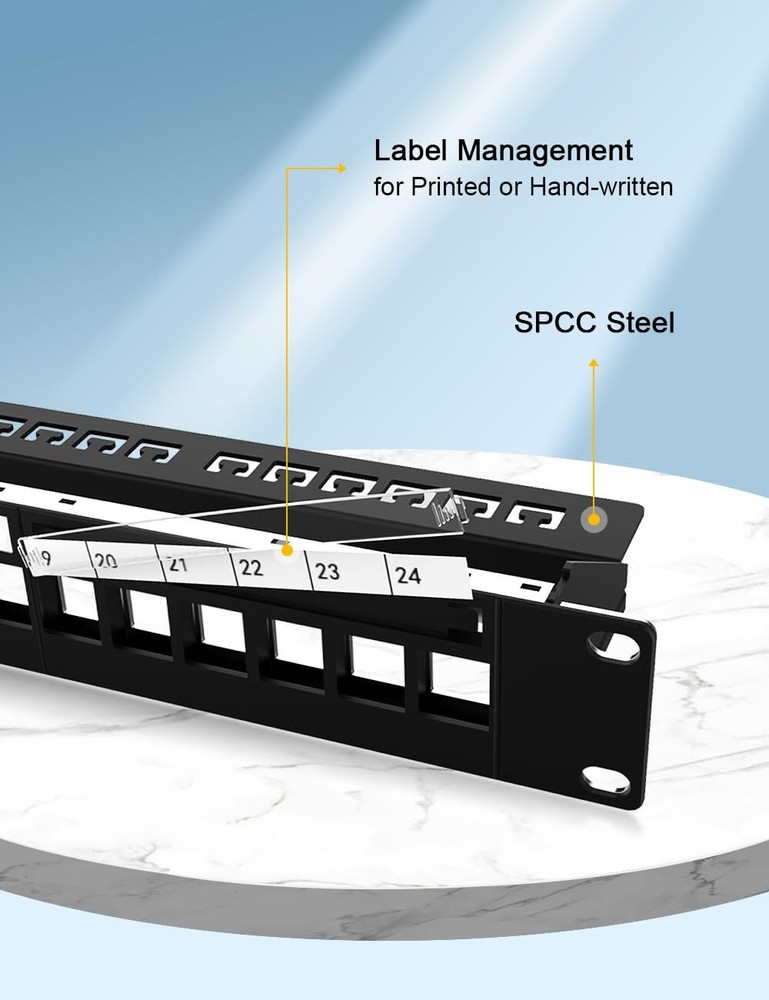 24Port Blank Keystone Patch Panel 1U 19" for Rackmount & Wall Mount Shielded ...