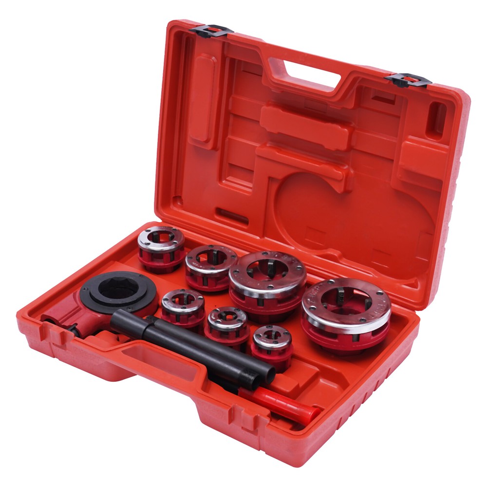BSPT Pipe Threader 3/8" to 2" Dies Set Threading Tool Ratchet w/ Handle 7-Sizes