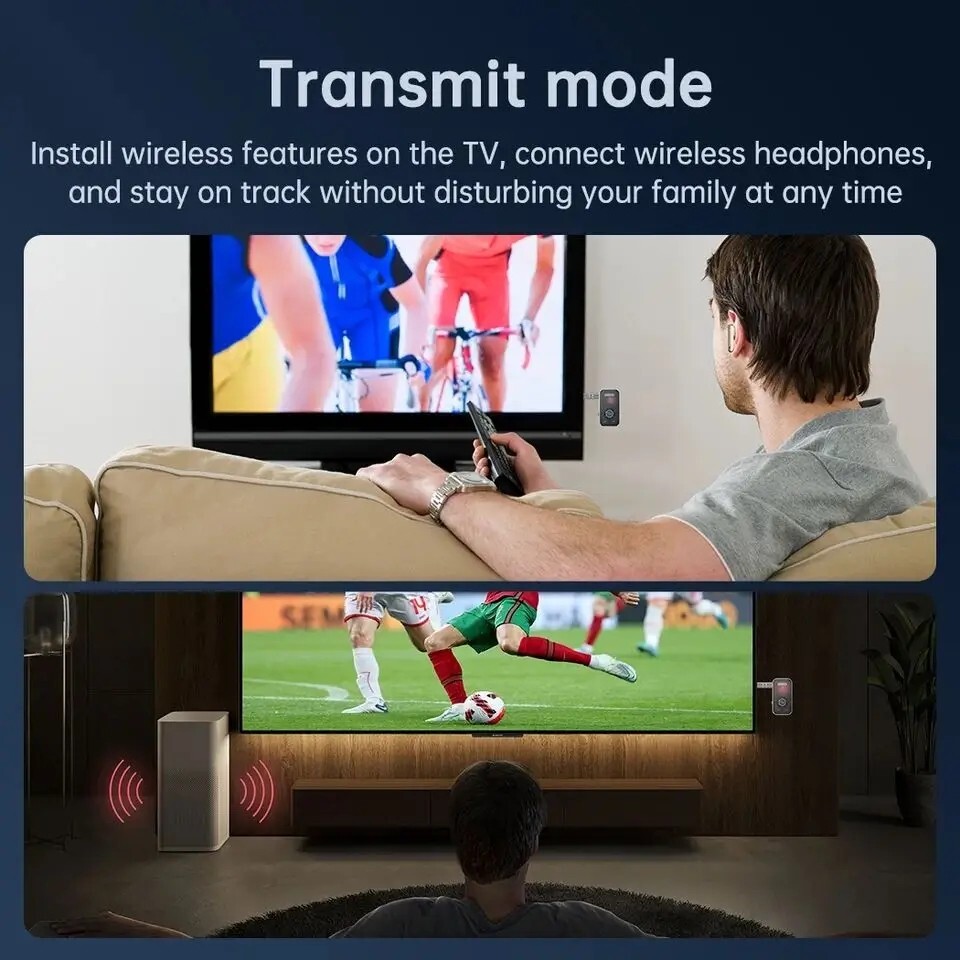 Transmitter Receiver 2 IN 1 Bluetooth 5.3 Wireless Audio 3.5mm USB Aux Adapter