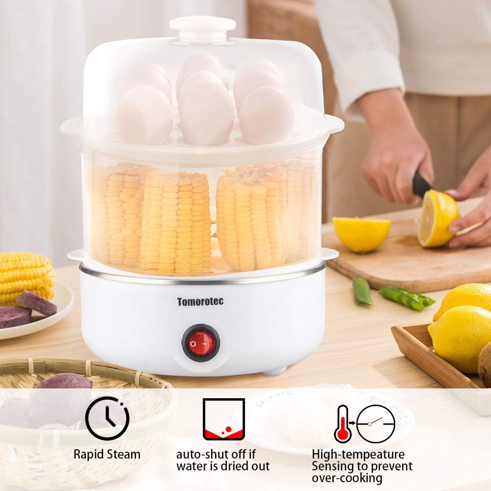 2-Tier Egg Cooker Large 14 Eggs Capacity, Electric Rapid Egg Maker, Auto off fo