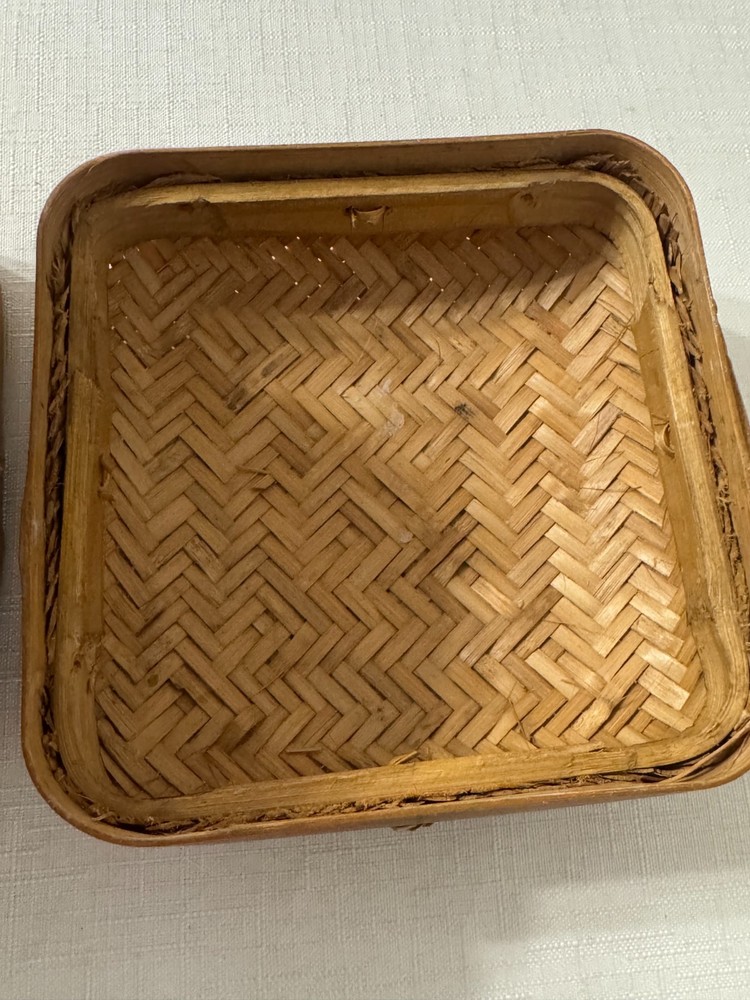 Handwoven Lidded Basket Bamboo Storage Box Boho Decor Rustic Woven