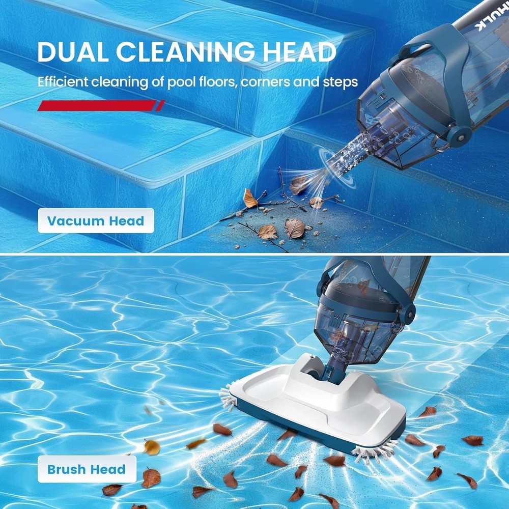 Pro Cordless Pool Vacuum 18.5 GPM 70 Min Runtime Blue Handheld Rechargeable