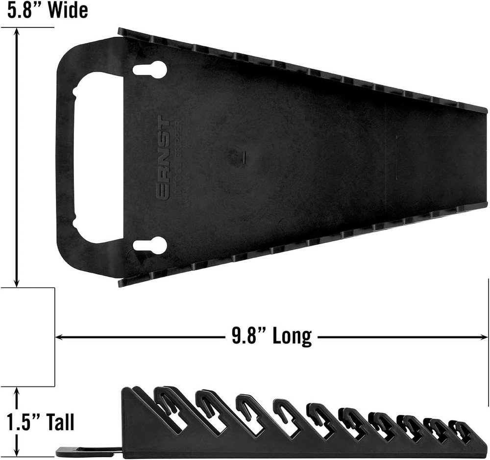 Gripper Wrench Organizer, 10 Tool, Black