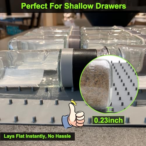 Spice Drawer Organizer insert, Adjustable & Non-Slip 1Pack-19" x 12.9" Grey