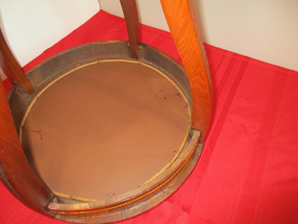 Mid Century Round Solid Wood / Glass End Table / Side Table