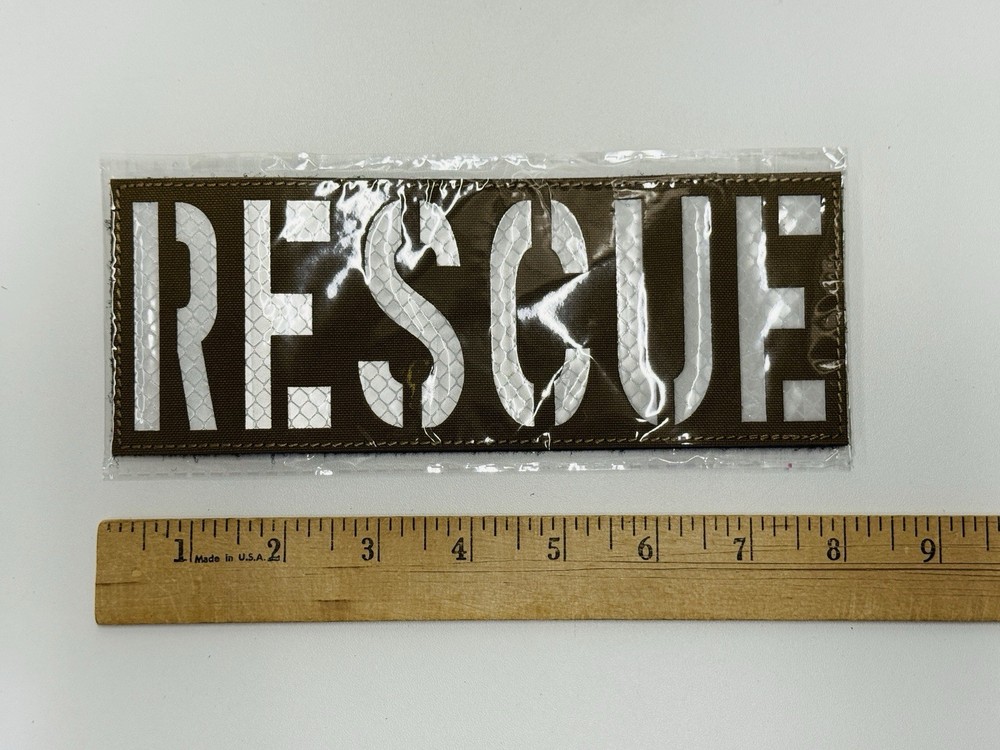 RESCUE Reflective Tactical Patch Hook Loop Vest Plate Carrier ID Badge
