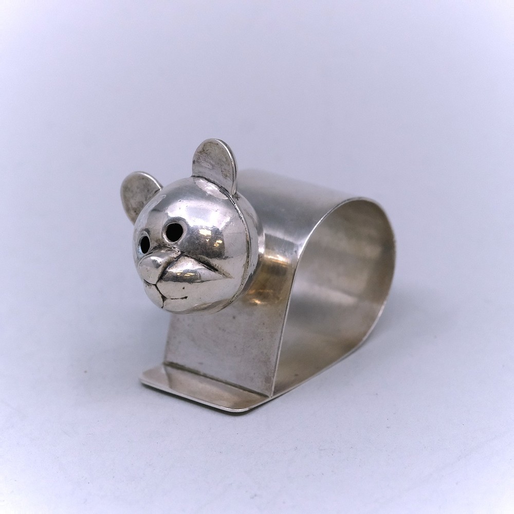 Robbins Sterling Silver Figural Cute Bear Napkin Ring No Monogram