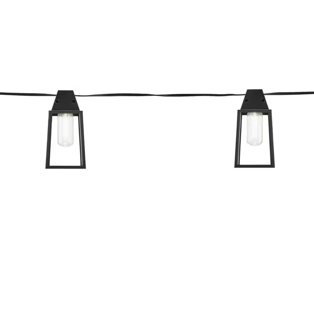 10-Light 12 Ft. Black Outdoor Plug-In Integrated LED Edison String-Light
