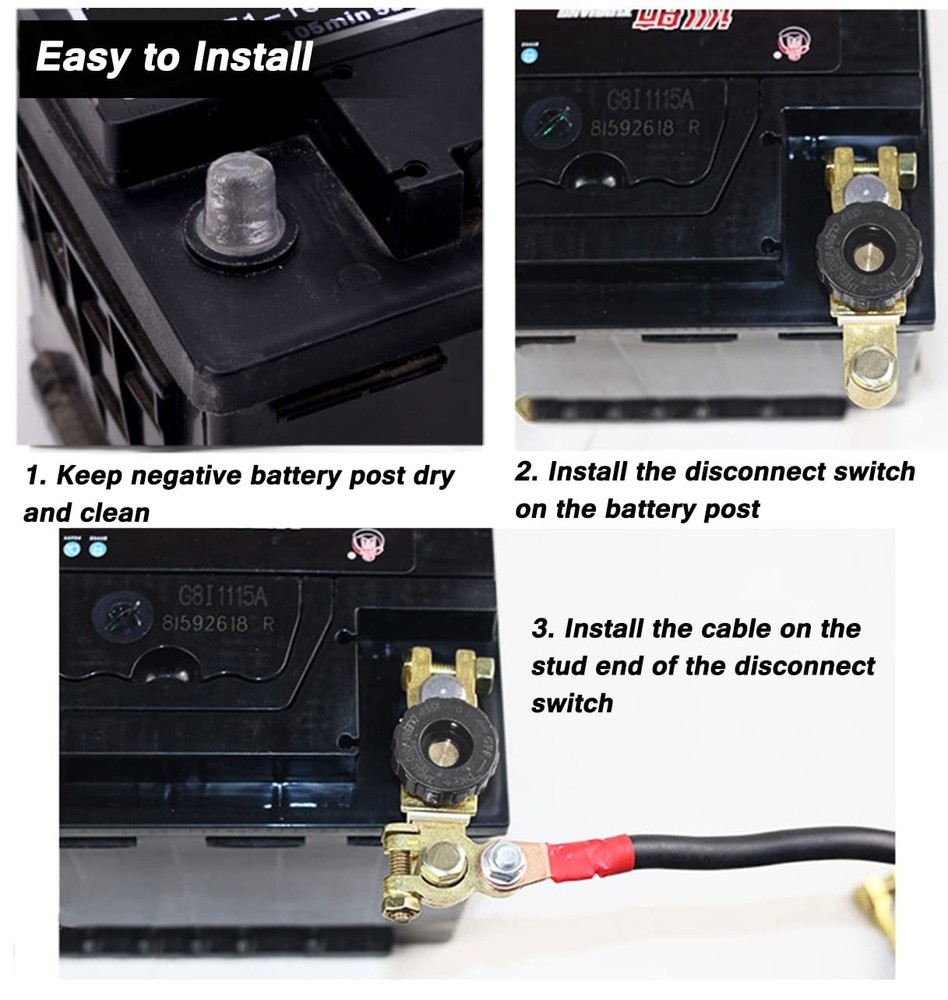 Top Post Battery Disconnect Switch - Quick Cut Off Black