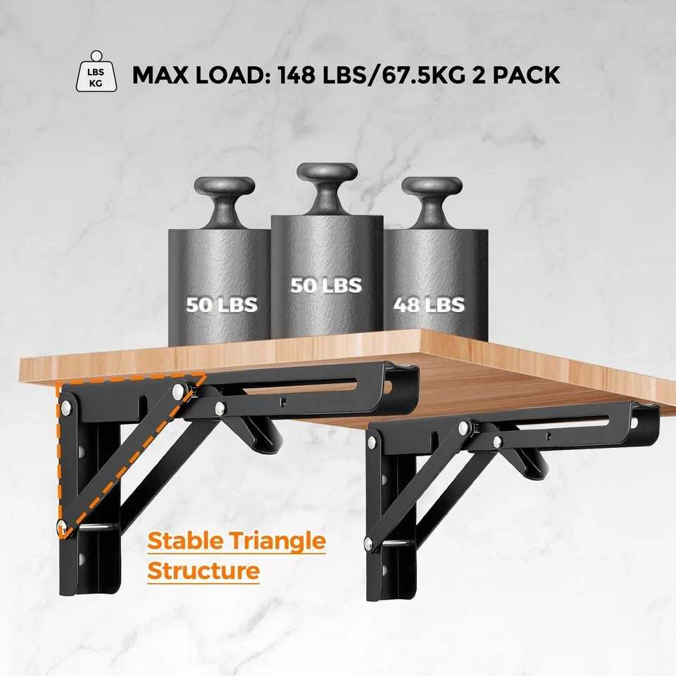Wall Table Fold Down Hinge,10 Inch Self-Locking Folding Hinge,Save Space Drop