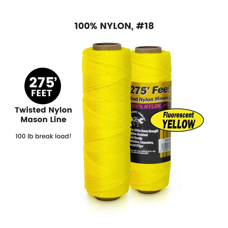 Twisted Nylon Mason Line - Fluorescent Yellow