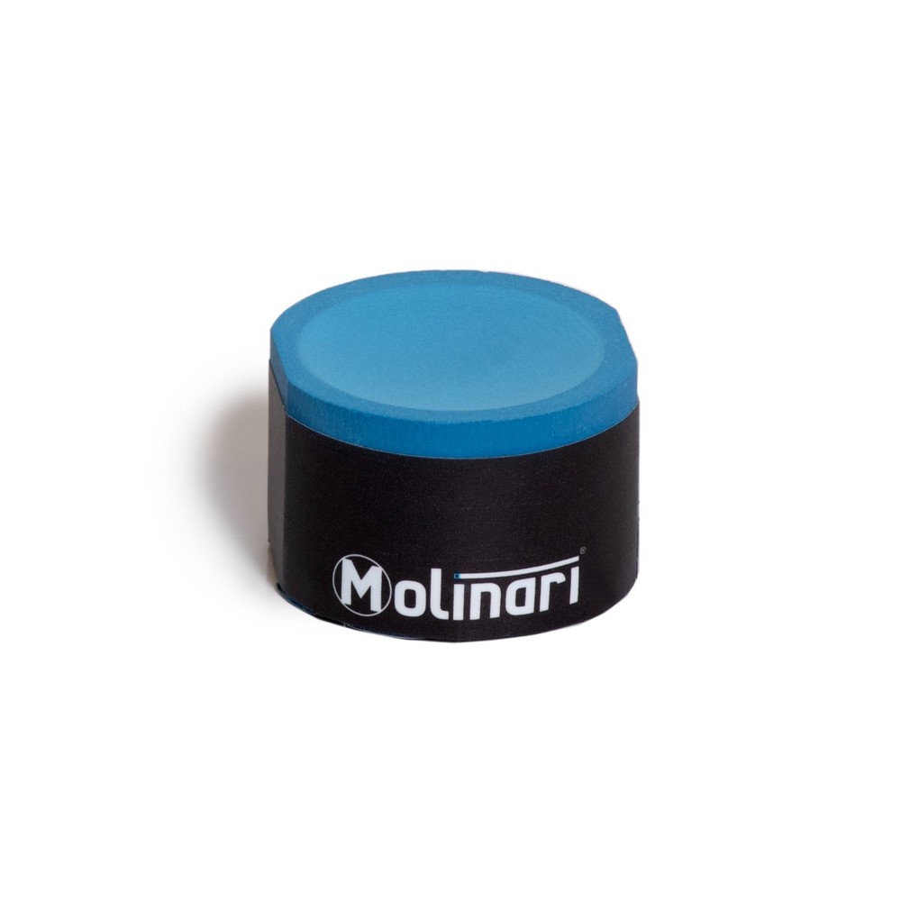 Molinari Billiard Pool Cue Chalk Blue 2-Pack with Protective Caps/Holders