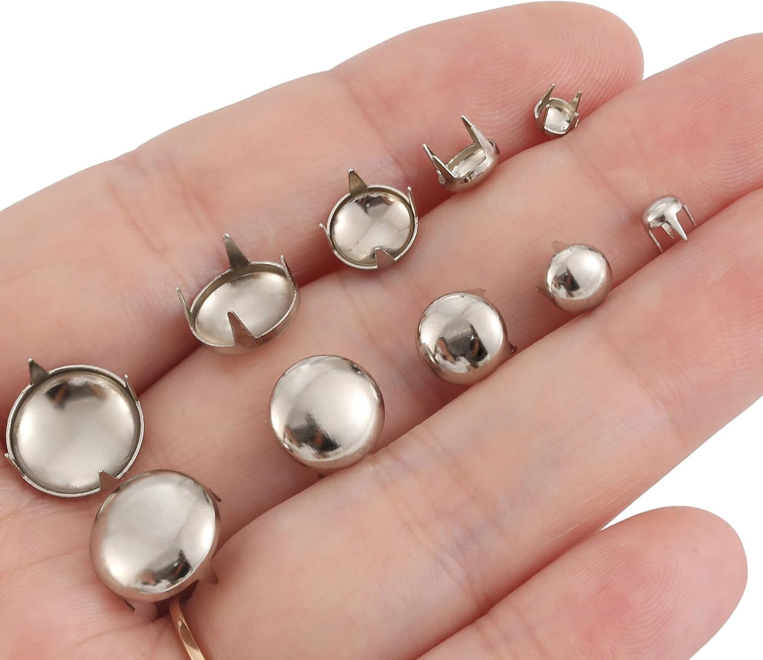 1220 Pcs Assorted Sizes Studs for Clothing Leather Rivets Round Dome Studs and S