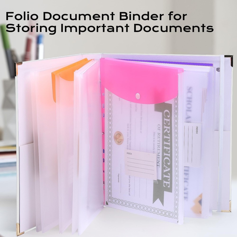 XKDOUS Aesthetic Document Organizer Linen Folio Folders with Pockets, 3-Ring ...