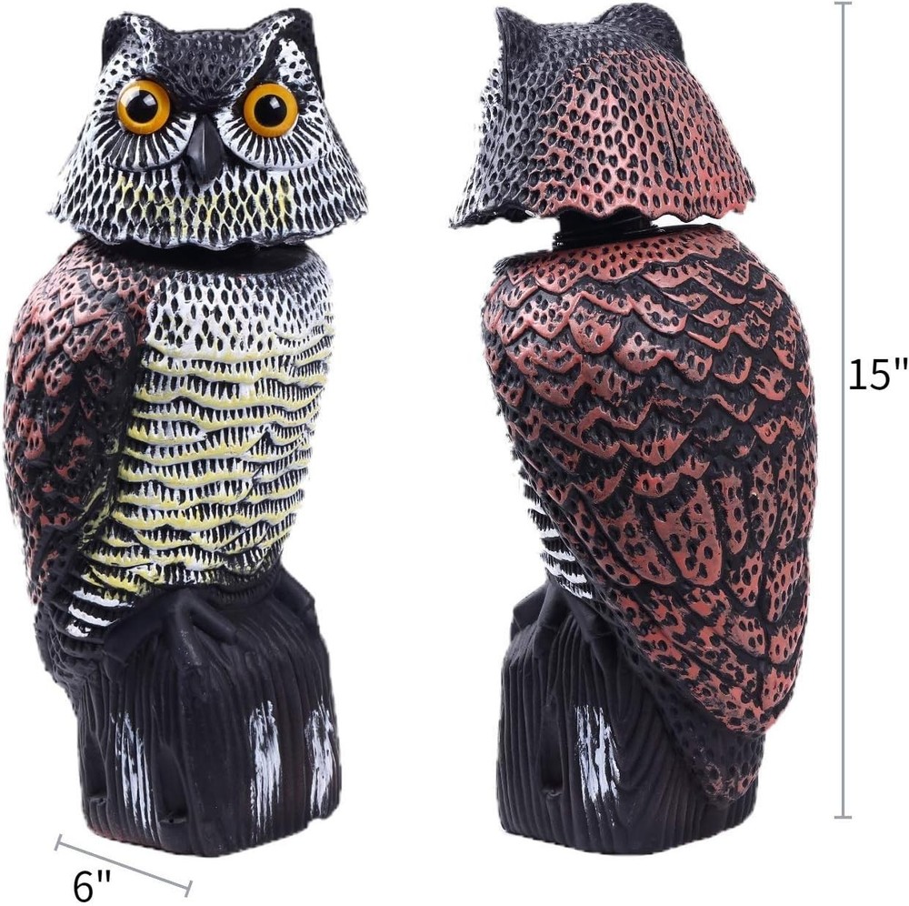 Rotating Head Owl Deterrent with Waterproof Design