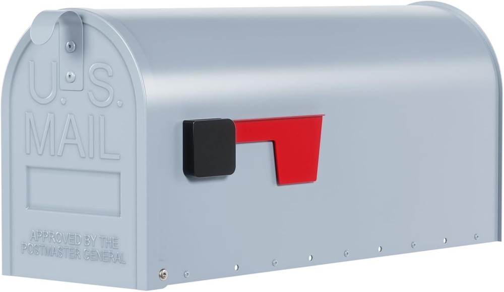 Stylish Post-Mount Mailbox with Flag - Medium Galvanized Steel, Fully Assembled