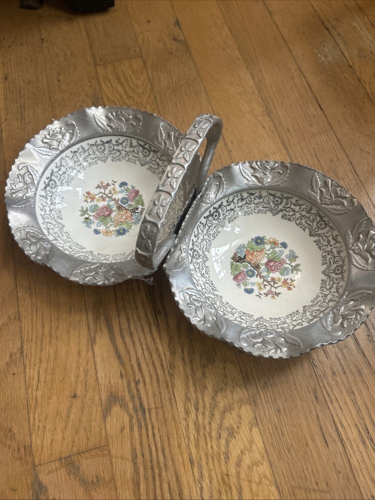 Farber and Shelvin Double Candy Dish Bowl Silver Plated